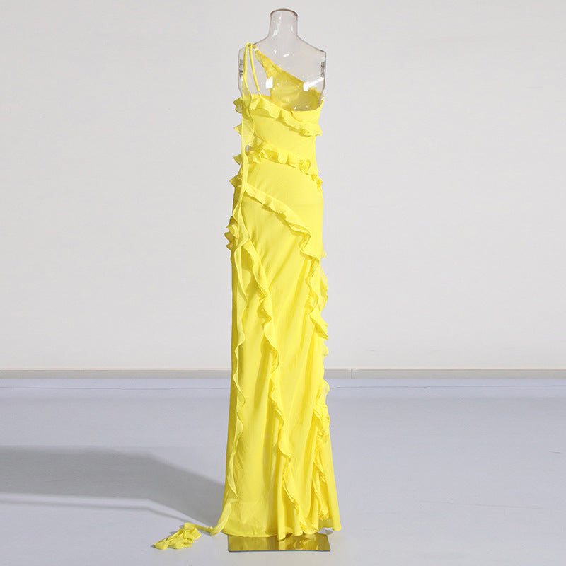 Fashion French Elegant Ribbon Split Dress Women