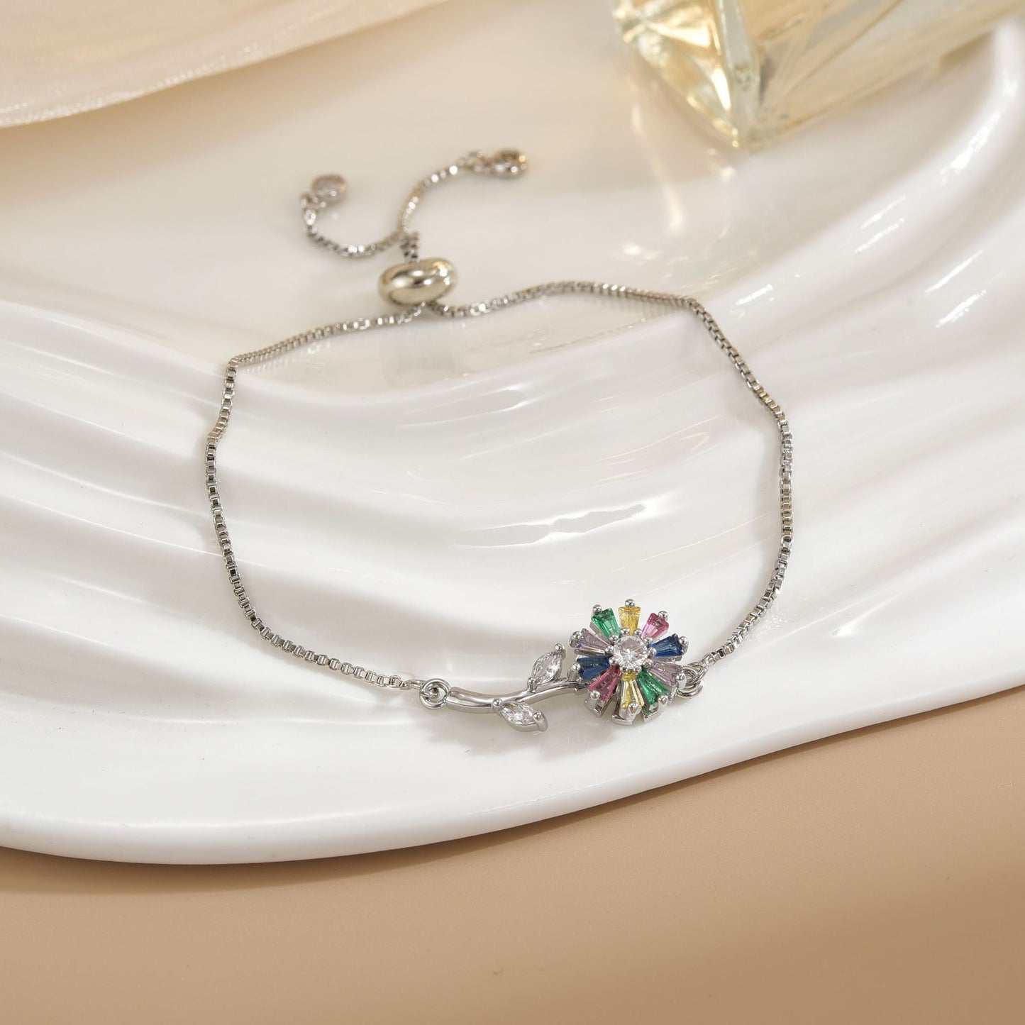 Simple Rotatable Flower Color-preserving Pure Copper Gold-plated Bracelet