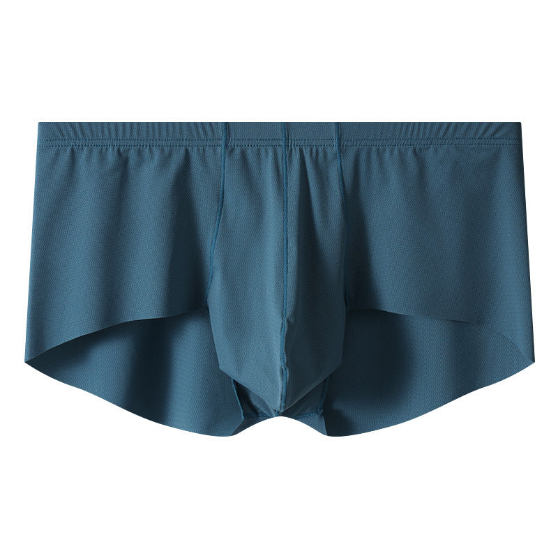 Men's Mid-rise Boxers Ice Silk Solid Color Underwear