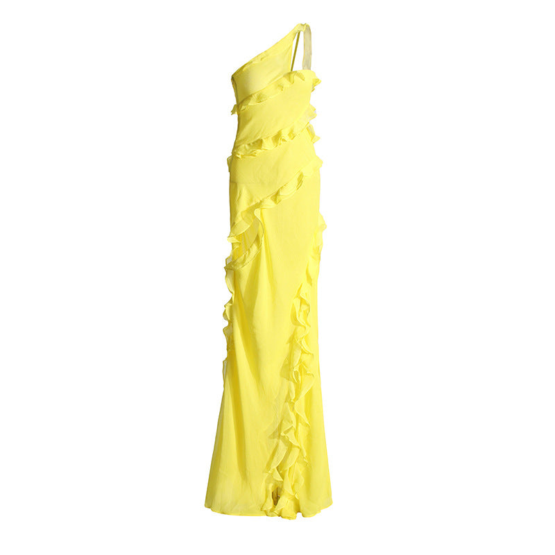 Fashion French Elegant Ribbon Split Dress Women