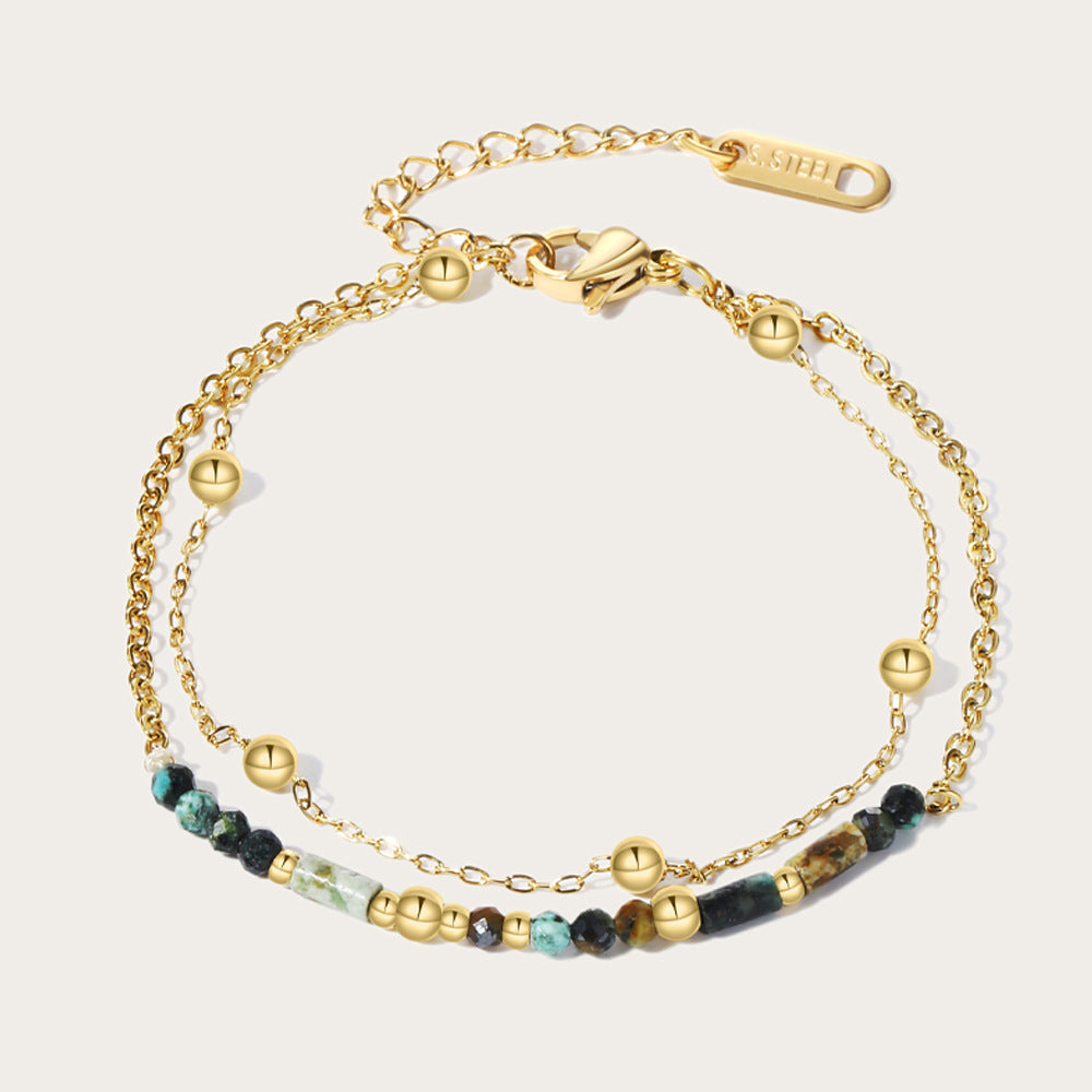 Natural Stone Titanium Steel Bracelet French Retro Twin