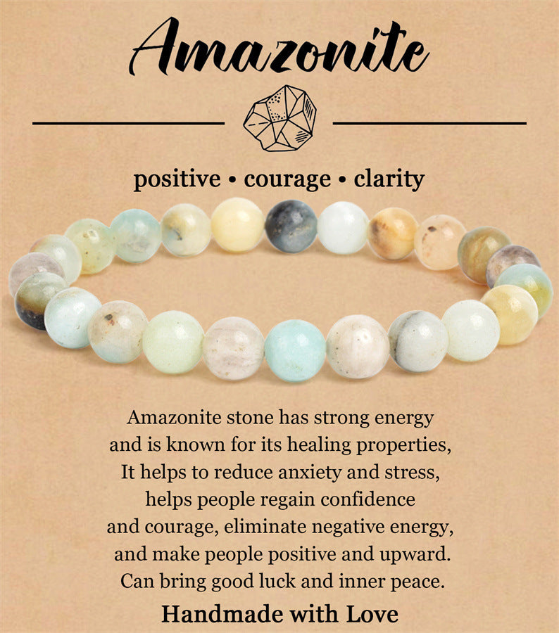 8mm Natural Stone Elastic Beaded Bracelet