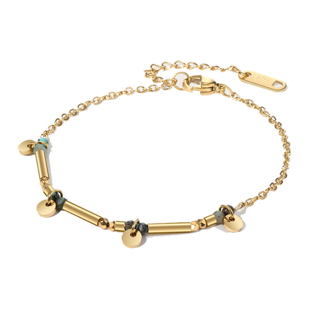 Natural Stone Titanium Steel Bracelet French Retro Twin