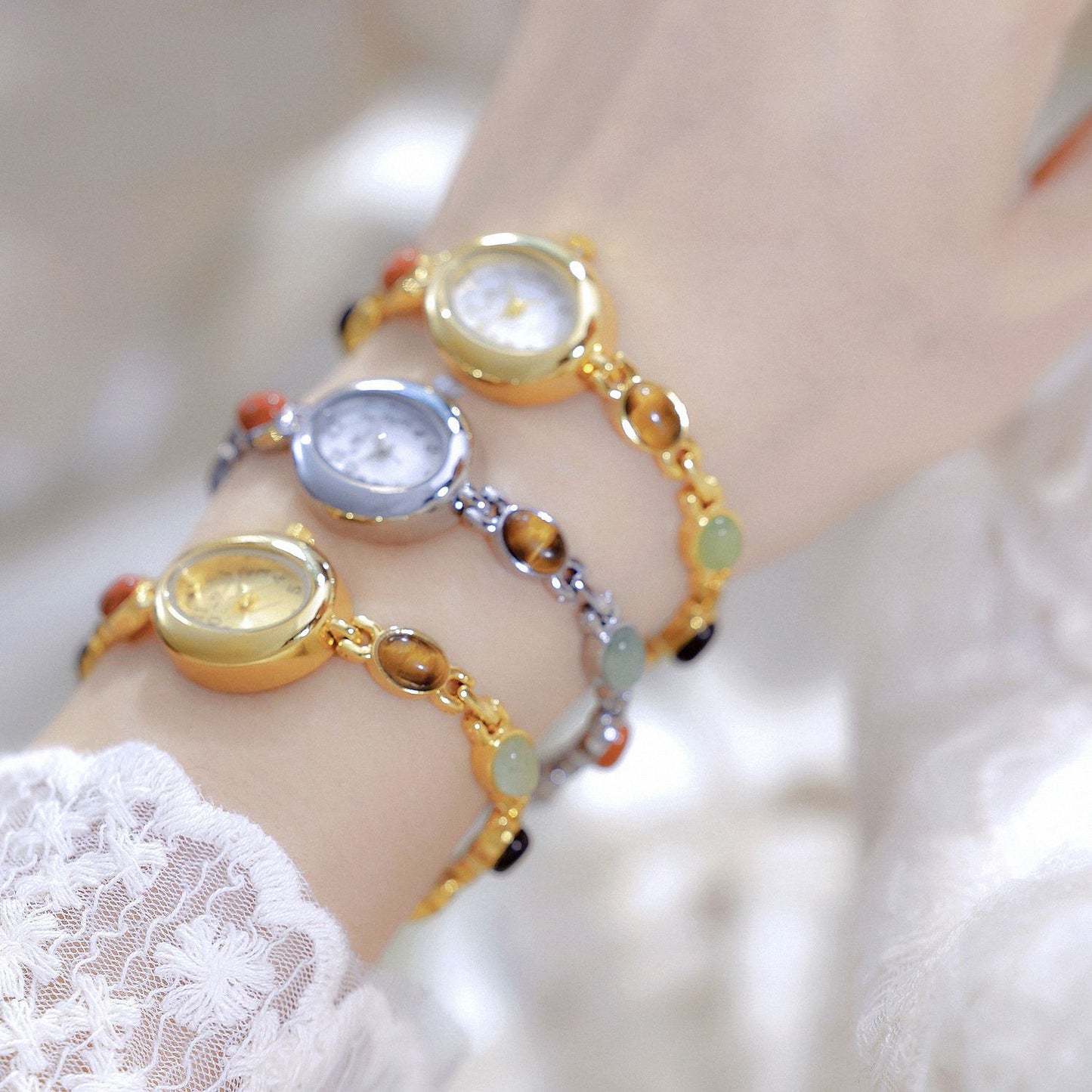 Natural Jade Multi-treasure Bracelet Fu Lu Shou