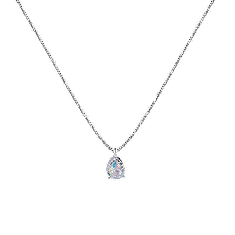 Light Luxury Drop-shaped Zircon Necklace Women's High-grade Super Flash Clavicle Chain