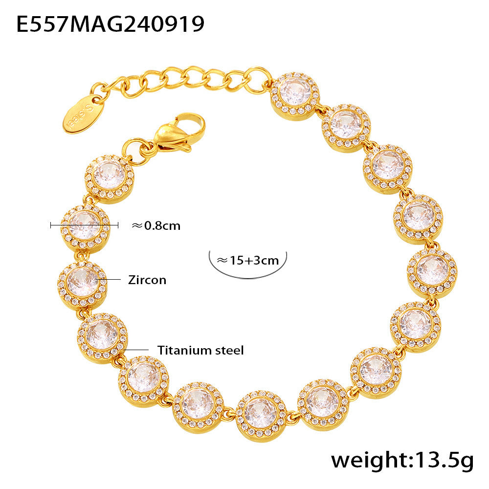 European And American Ins Style Love Shiny Zircon Stitching Bracelet Light Luxury Temperament