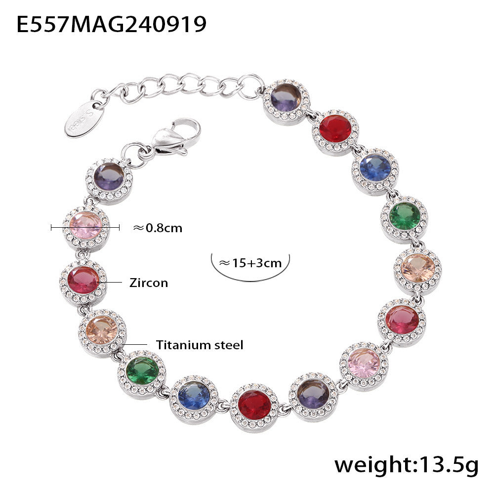 European And American Ins Style Love Shiny Zircon Stitching Bracelet Light Luxury Temperament