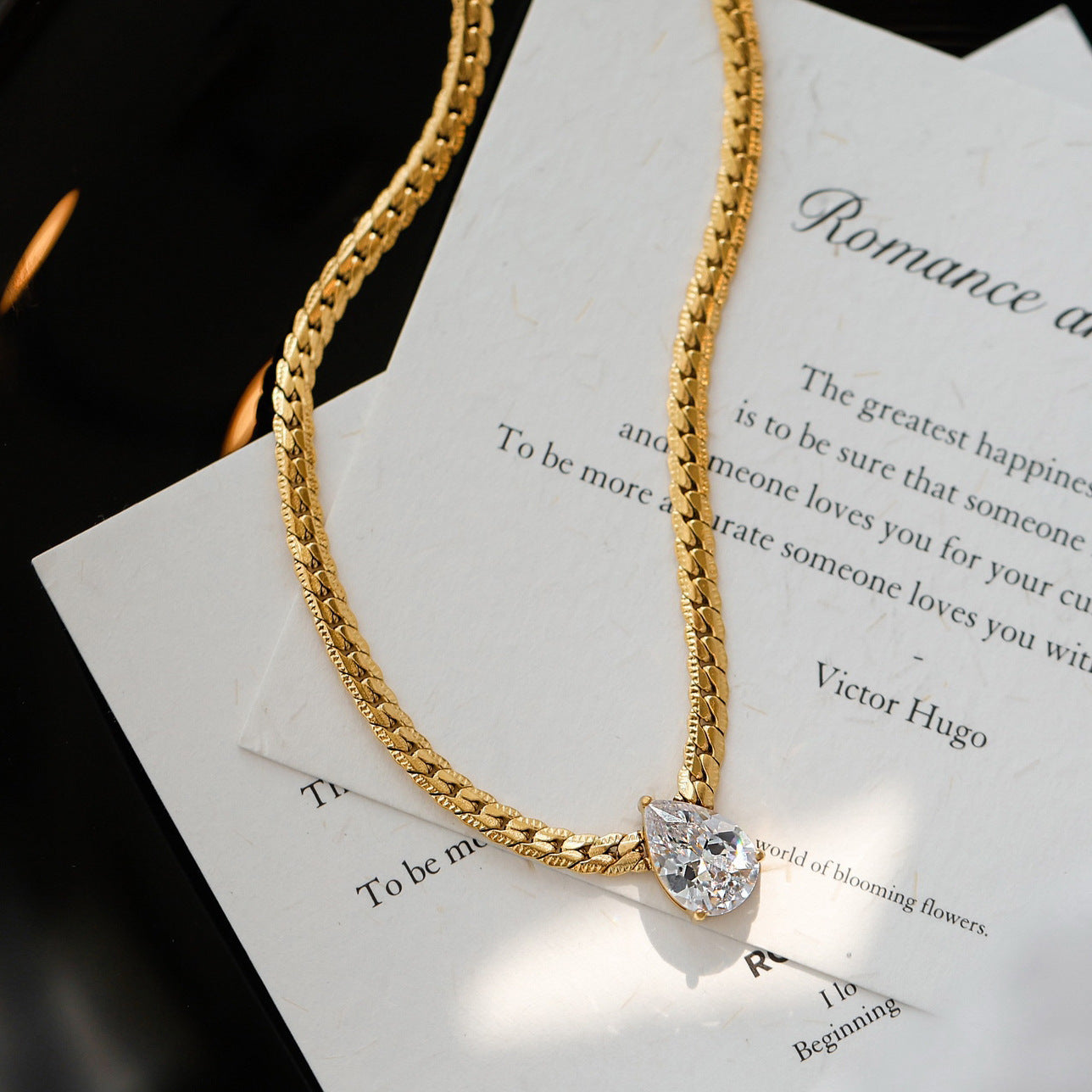 Water Drop Zircon Snake Bone Necklace Clavicle Chain