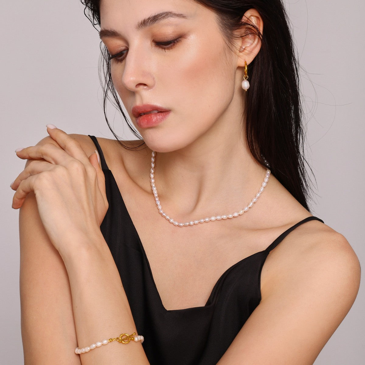 Baroque Freshwater Pearl Necklace Bracelet Earrings Ins Niche Sweet