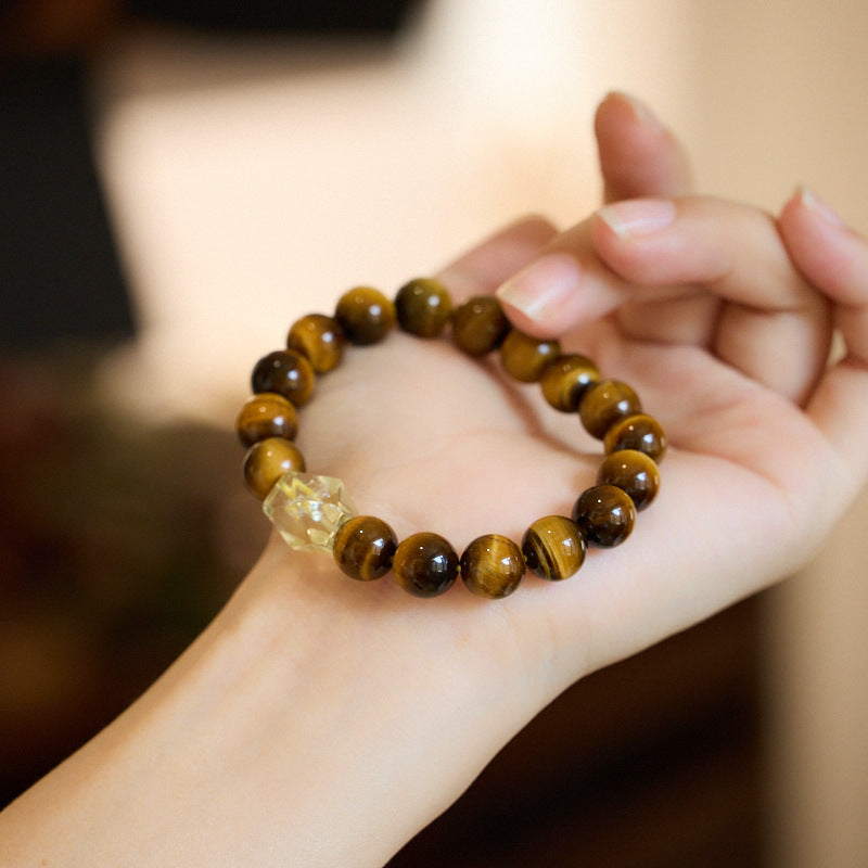 National Style Women's Natural Bodhi Tigereye Blue Crystal High-grade Bracelet