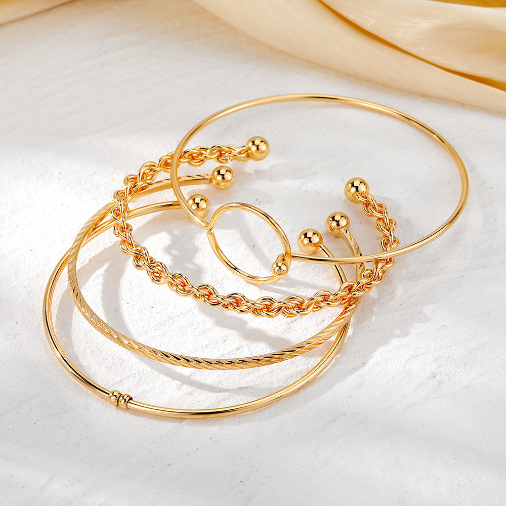 Fashion Hollowed-out Round Geometric Open Bracelet