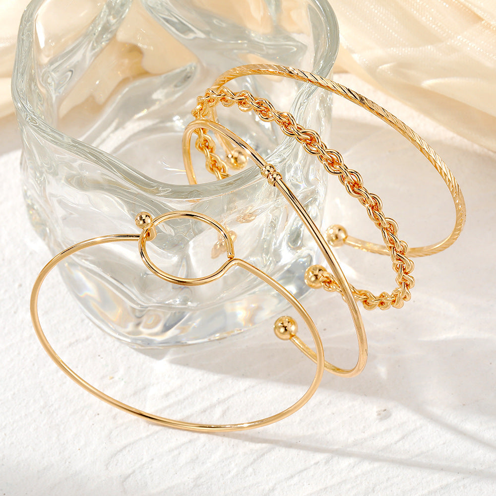 Fashion Hollowed-out Round Geometric Open Bracelet