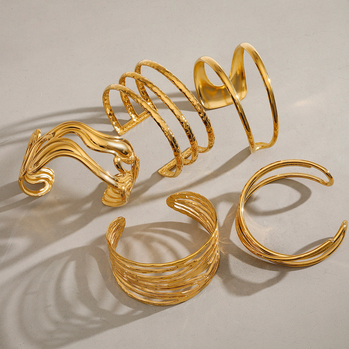 Irregular Lines Multi-layer Hollow Open-end Bracelet Retro Personality