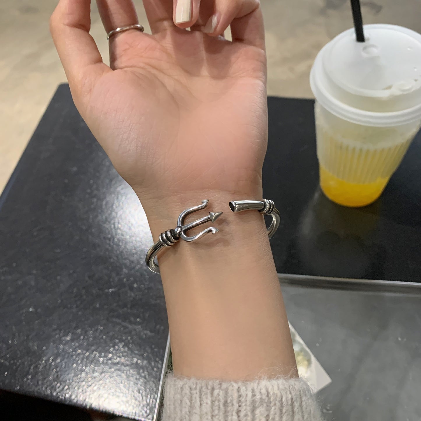 Silver Retro Bangle Bracelet