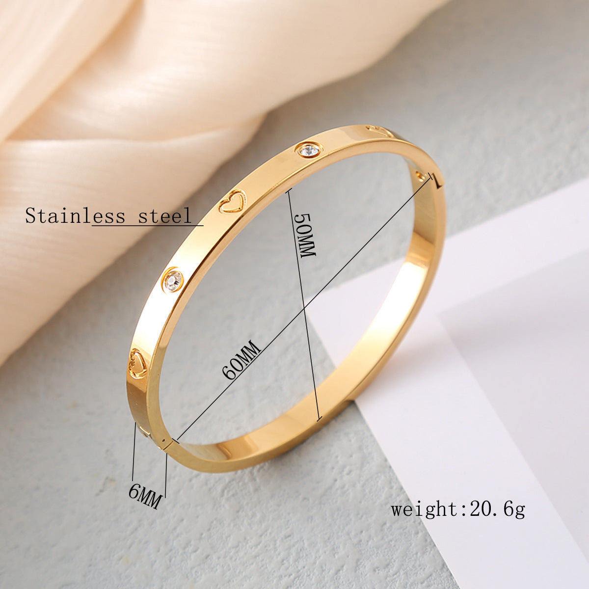 Heart-shaped Accessories Niche Buckle Diamond Stainless Steel Bracelet