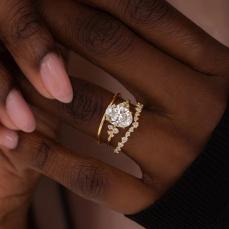Affordable Luxury Style High-grade Ring Three-piece Set