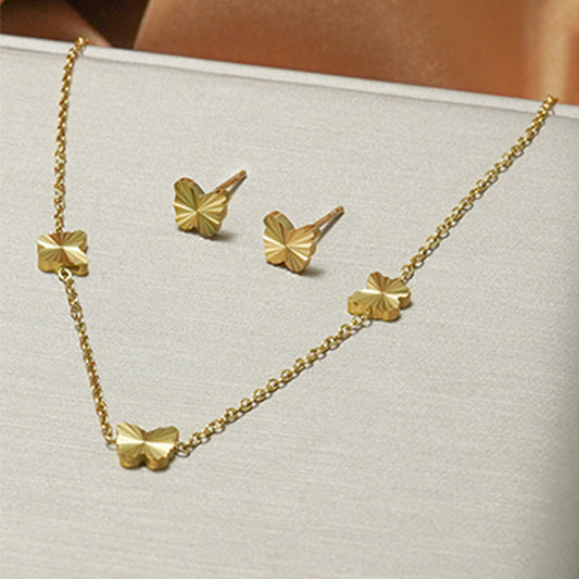 Lxalry 316L Stainless Steel 18K Gold-Plated Jewelry Set  Iridescent Blue White Gradient 3D Glass Star Pendant  Hypoallergenic Tarnish Free Earrings   Necklace  Beach Party   Daily Wear  Ocean Inspired