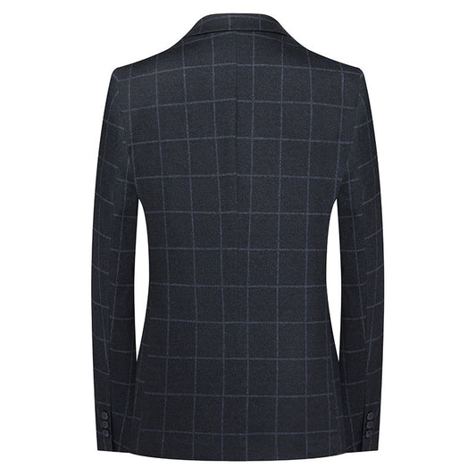 Plaid Men's Two-piece Wedding Dress Wool Small Suit