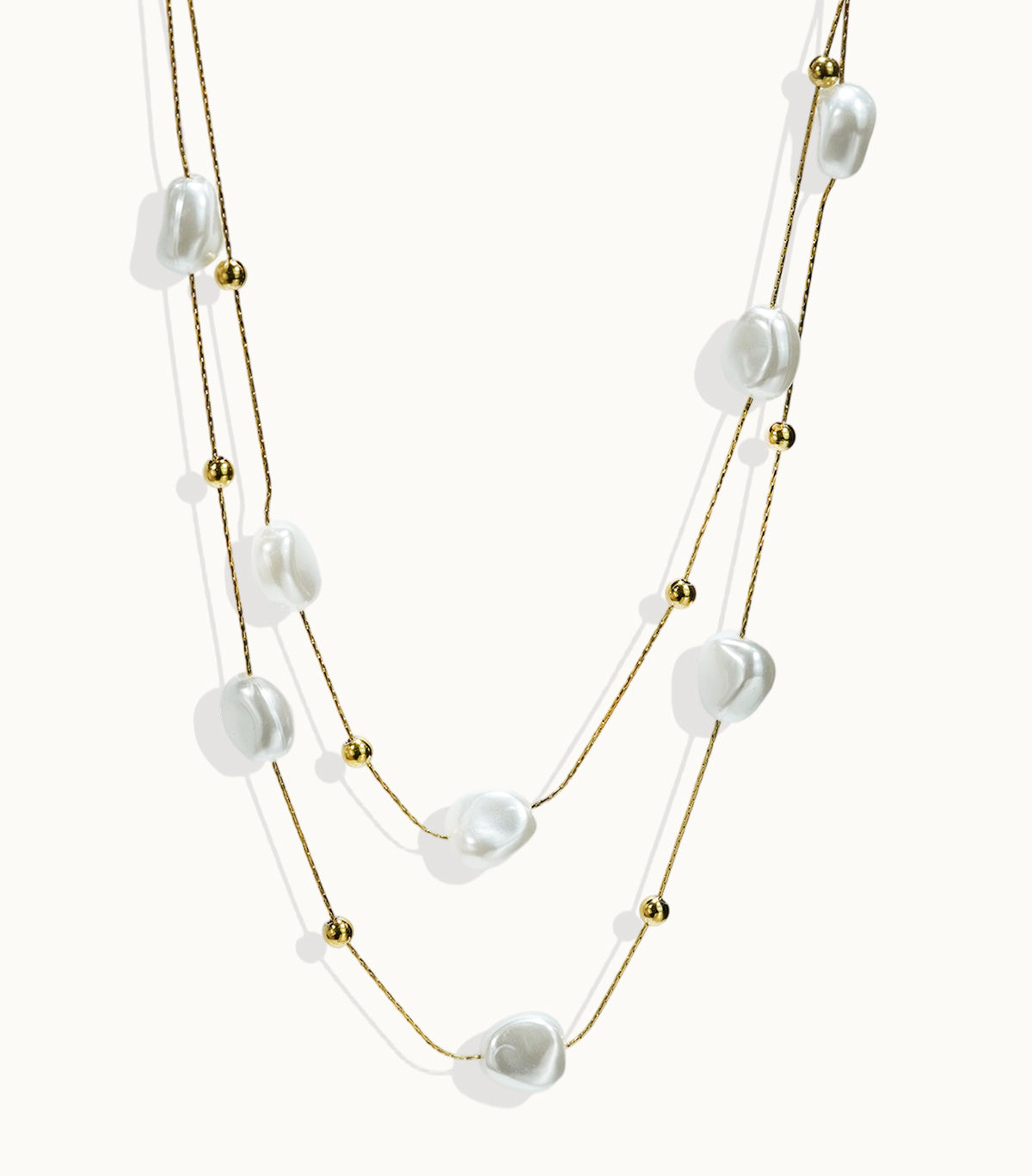 Lxalry 18K Gold Plated Pearl Studded Necklace  Stainless Steel Minimalist Jewelry For Women Lightweight Hypoallergenic Gift For Wife Mom Skin Safe Luxury For Daily  Evening Glam