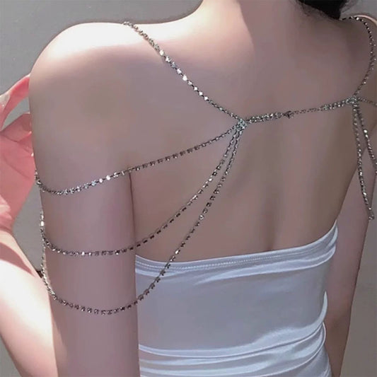 Vintage Exotic Style Rhinestone Chest Chain Necklace