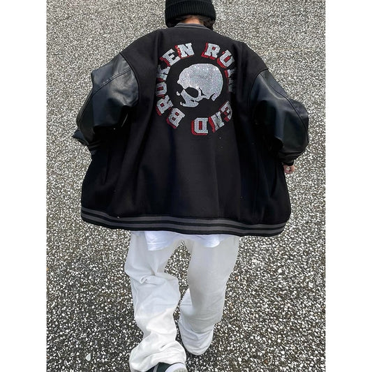 Skull And Crossbones Baseball Jacket Men