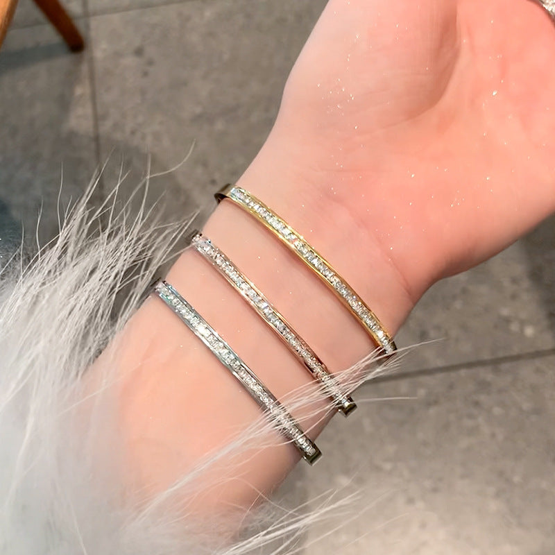 Stainless Steel Bracelet Women's Hand Jewelry High-grade Full Diamond Bracelet